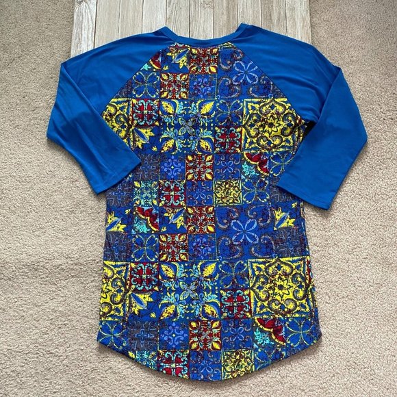 LuLaRoe Randy Unisex XXS 2XS Patterned Raglan Baseball Style Tee 3/4 Sleeve - Picture 7 of 10